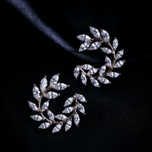 Crystal Leaf Stud Earrings