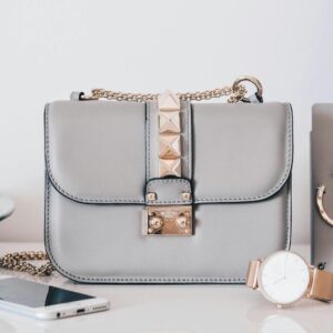 Grey Studded Chain Crossbody