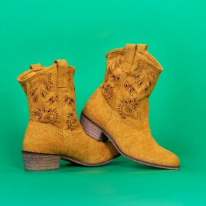 Mustard Embroidered Cowboy Boot