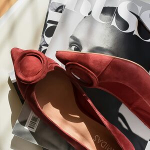 Red Suede Pointed Flat