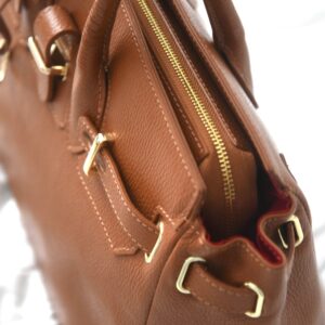 Tan Leather Zip Handbag
