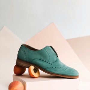 Teal Brogue Flat
